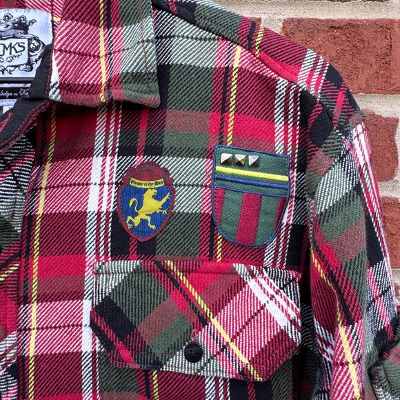 AKDMKS Akademiks Flannel Shirt Mens XL Red Green Plaid Long Sleeve - Picture 4 of 10